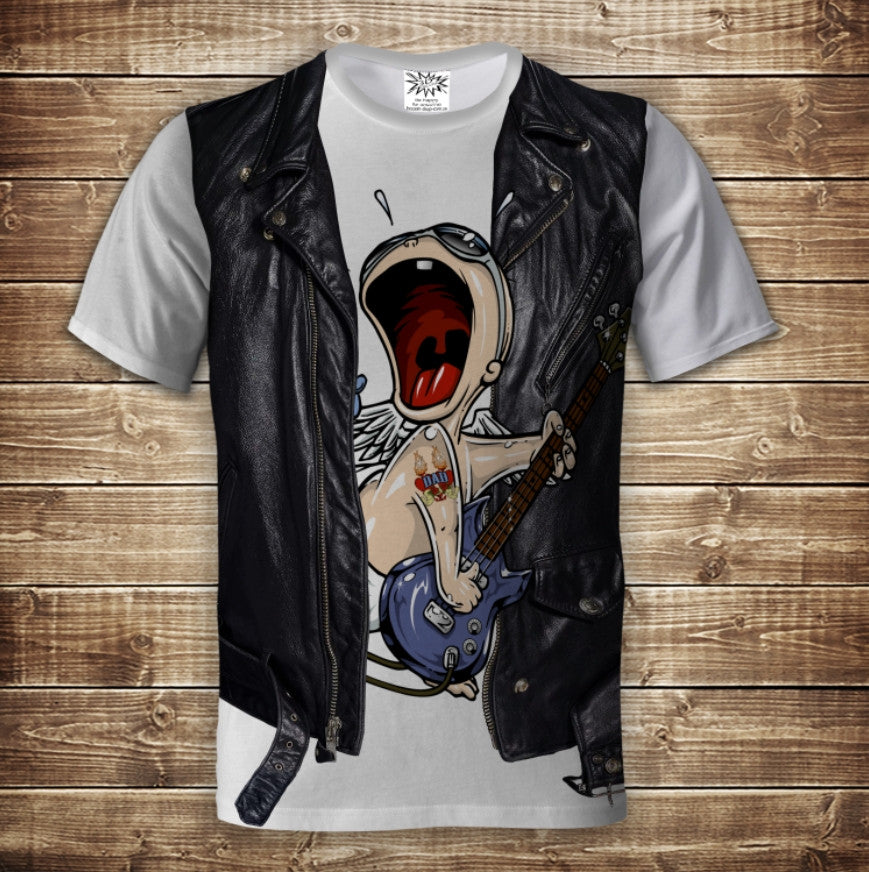 T-shirt 3D All Over Print 2-in-1 shirt + vest Born to Rock Adult and children's sizes