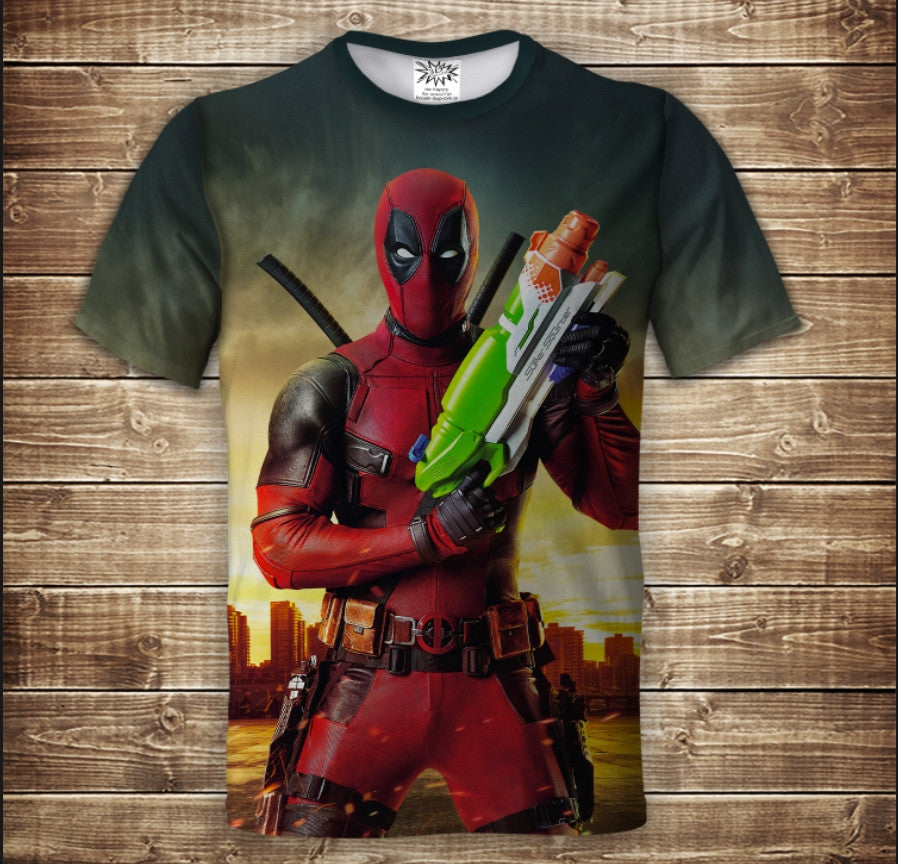 Camiseta con estampado integral en 3D con tema Deadpool Shooter