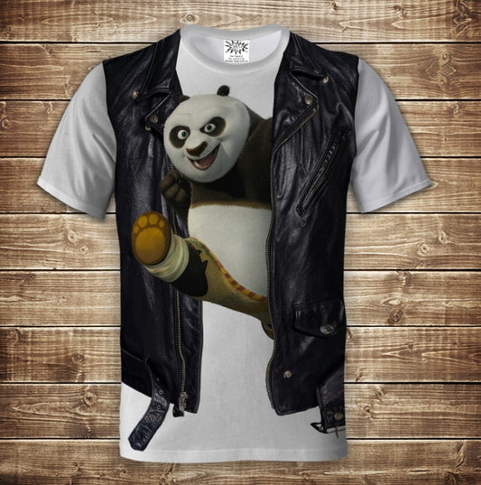 Camiseta 3D All Over Print Camiseta 2 en 1 + Chaleco Panda Kung Fu Tallas Adulto y Niño