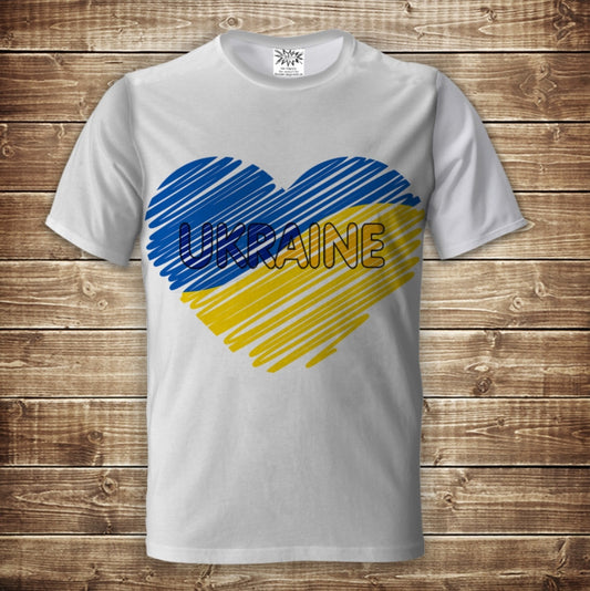 Camiseta 3D All Over Print Ucrania Corazón Tallas Adulto y Niño