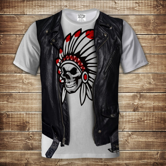 T-shirt 3D All Over Print 2-in-1 T-shirt + Vest Skull and Indian Touch Adult and Children's Sizes