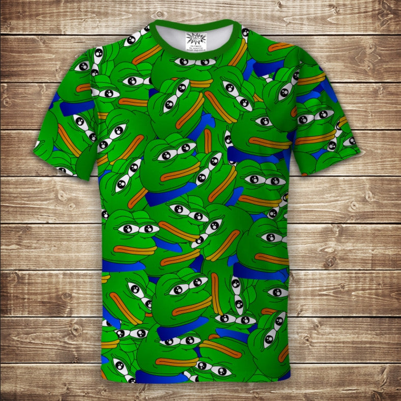 Camiseta 3D All Over Print Pepe Frog Tallas Adulto y Niño