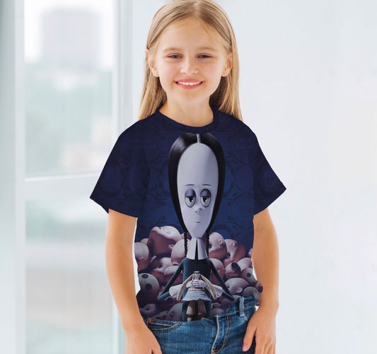 T-shirt 3D All Over Print with Wednesday Addams (cartoon) design