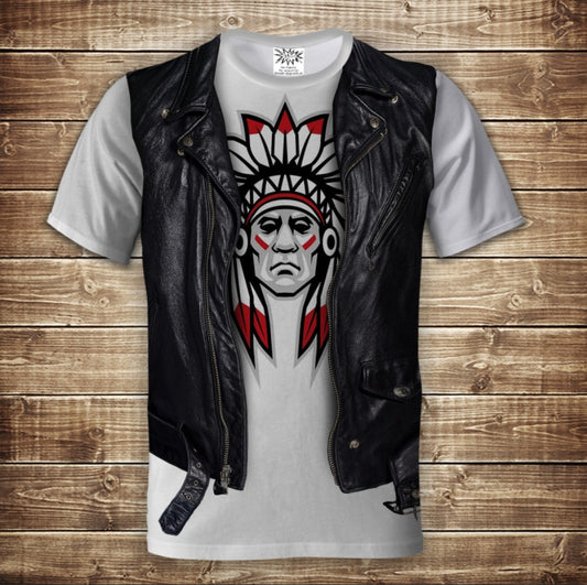 T-shirt 3D All Over Print 2-in-1 T-shirt + Vest Skull and Indian Touch Adult and Children's Sizes