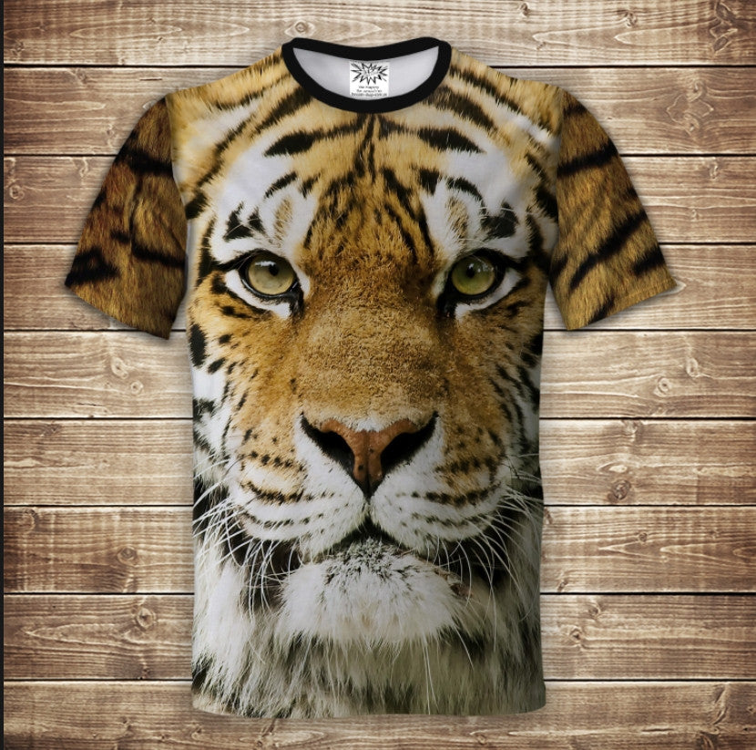 T-shirt 3D All Over Print Tiger Face 2. Adult and Children's Sizes