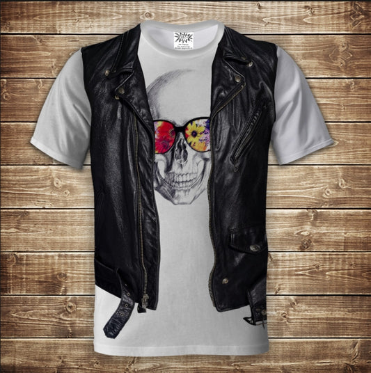 Camiseta 3D All Over Print Camiseta 2 en 1 + Chaleco Worldview - Calavera Tallas Adulto y Niño