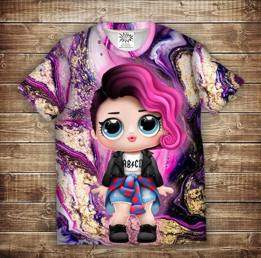 Camiseta con estampado integral en 3D con tema de muñeca LOL