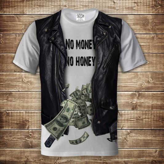 T-shirt 3D All Over Print 2-in-1 shirt + vest. No money No Honey Adult and children's sizes.