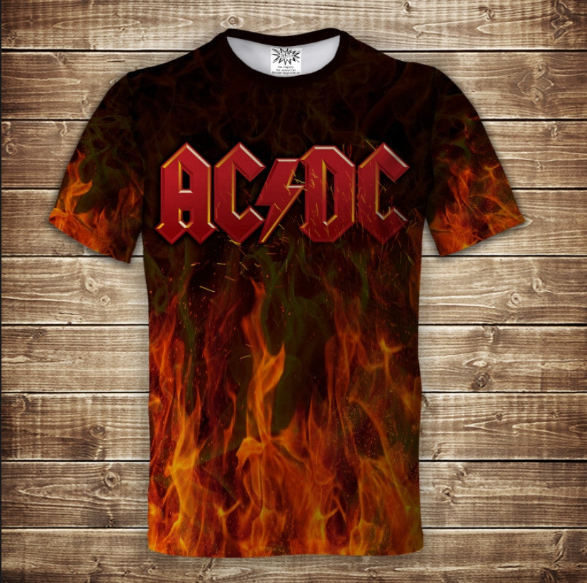 Camiseta 3D All Over Print AC/DC Fuego