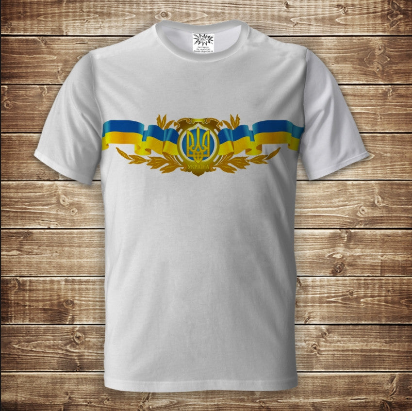 T-shirt 3D All Over Print with Trident Symbols of Ukraine Adult and Children Sizes