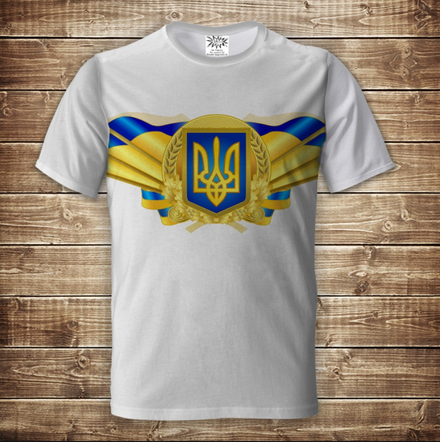 T-shirt 3D All Over Print with Trident Symbols of Ukraine Adult and Children Sizes