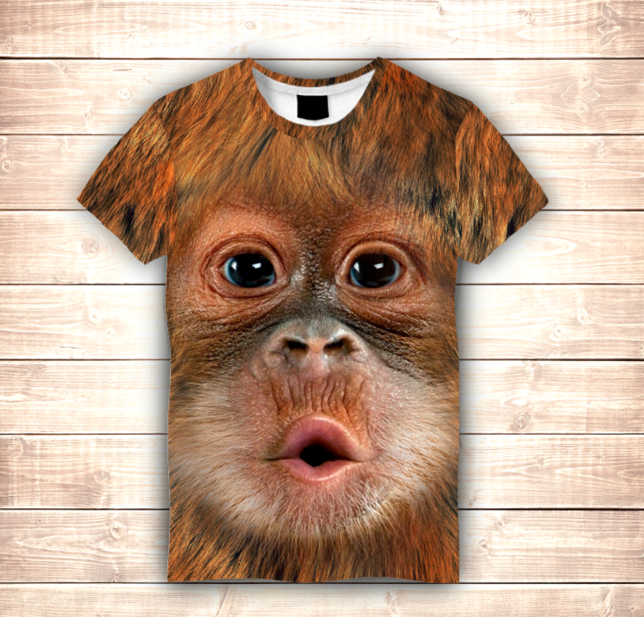 Camiseta 3D All Over Print Monkey Kiss (Camiseta Cara Grande)