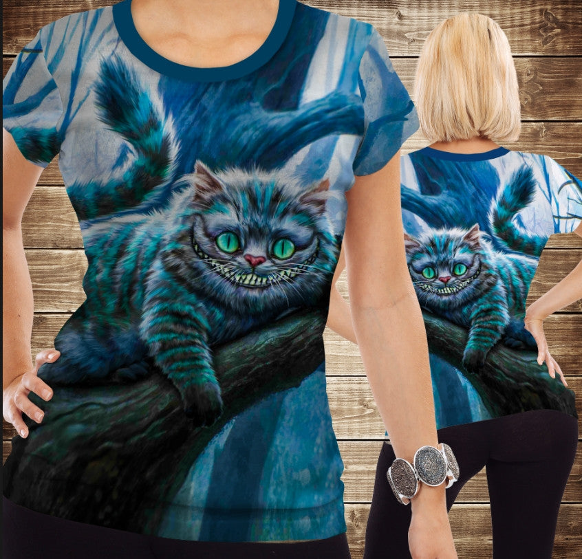 Camiseta 3D All Over Print Gato de Cheshire en un árbol