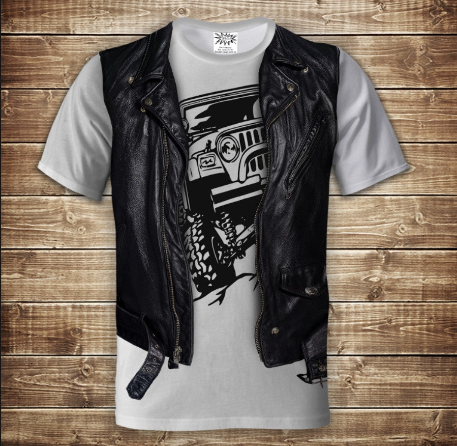 Camiseta 3D All Over Print Camiseta 2 en 1 + Chaleco Jeep Tallas Adulto y Niño