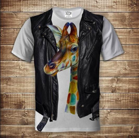 Camiseta 3D All Over Print 2 en 1 camiseta + chaleco Jirafa de Colores Tallas adulto y infantil