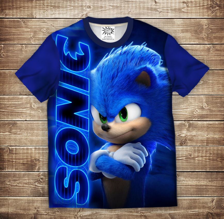 Camiseta 3D All Over Print Sonic Logo Tallas Adulto y Niño