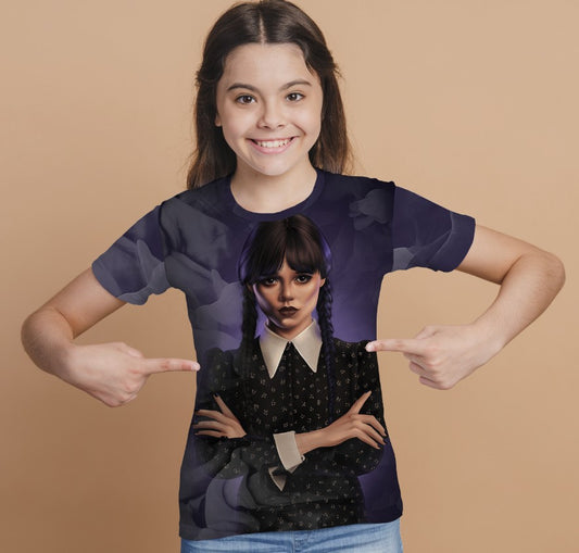 Camiseta 3D All Over Print con el estampado de Wednesday Addams y Enit Wednesday Addams.