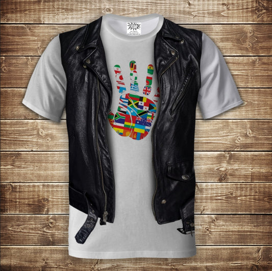 Camiseta 3D All Over Print Camiseta 2 en 1 + chaleco. Palma con banderas de países. Tallas adulto y infantil.