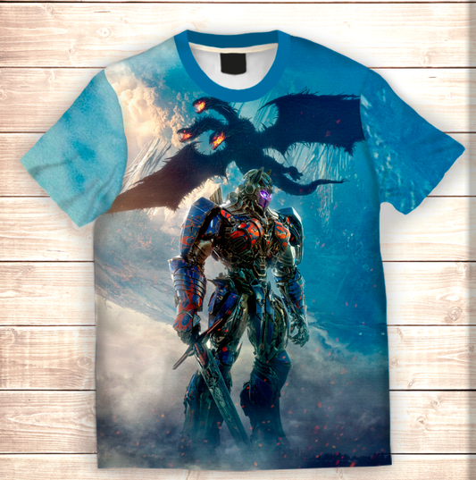 Camiseta 3D All Over Print Transformers Optimus Prime y Dragon