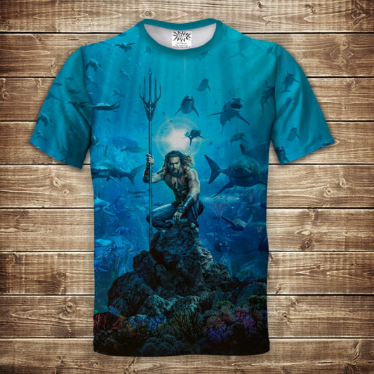 Camiseta 3D All Over Print con temática AQUAMAN.