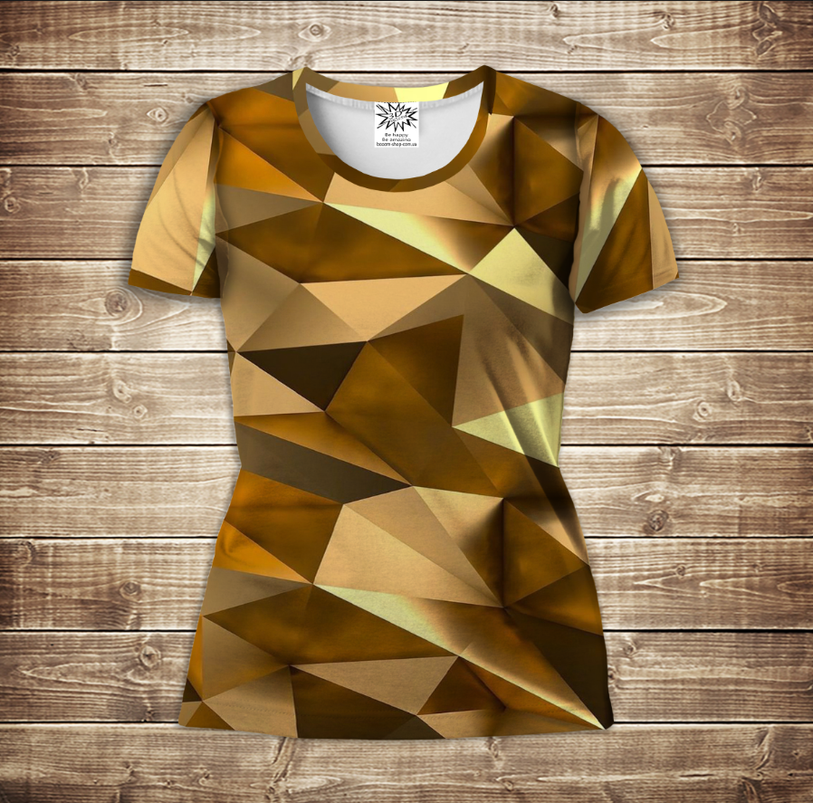 Camiseta 3D All Over Print - Cubismo Dorado