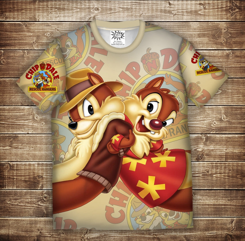 Camiseta 3D All Over Print Chip y Dale Tallas Infantil y Adulto