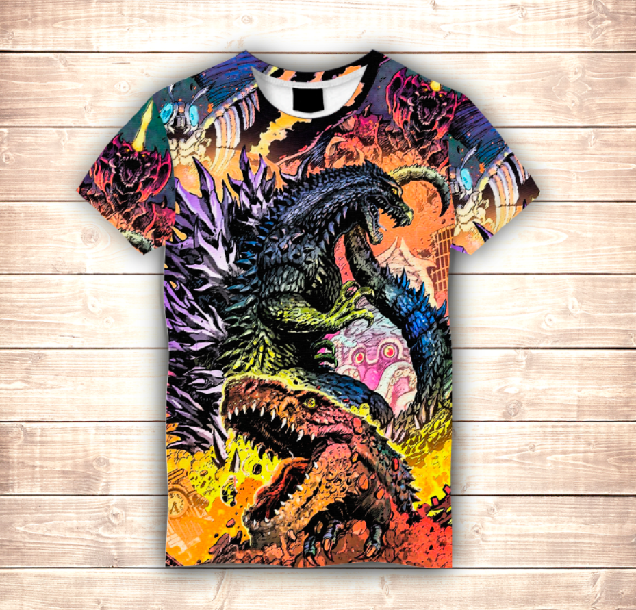 Camiseta 3D All Over Print Godzilla Comics