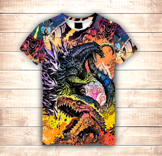 Camiseta 3D All Over Print Godzilla Comics