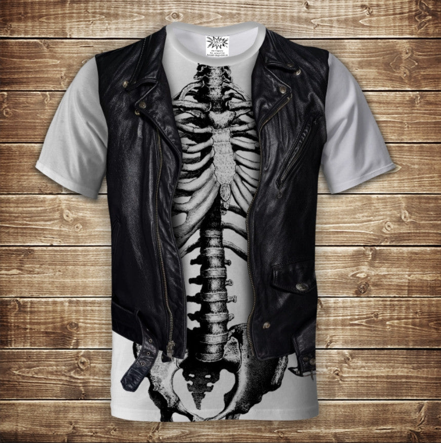 T-shirt 3D All Over Print 2-in-1 shirt + vest Skeleton Adult and children's sizes