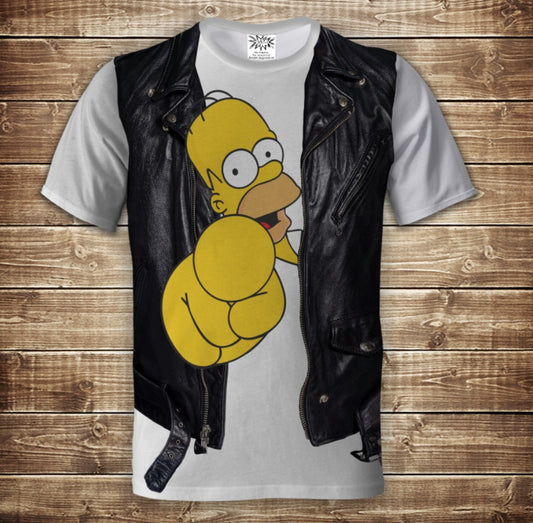 T-shirt 3D All Over Print 2-in-1 T-shirt + Vest Homer Simpson with Beer Adult and Children Sizes