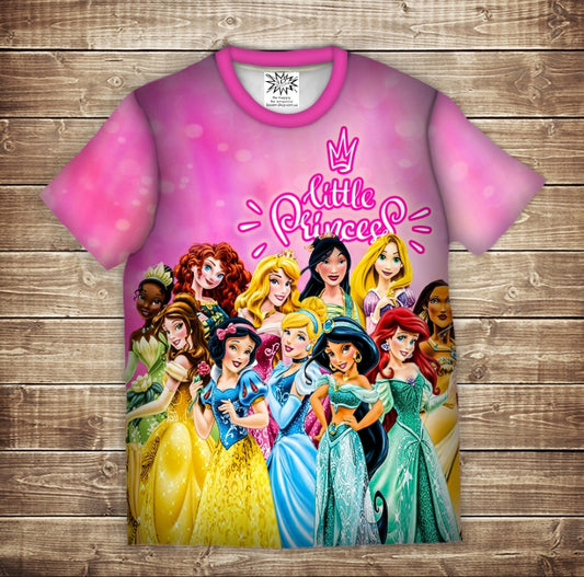 T-shirt 3D All Over Print Disney Princesses Children and Adult Sizes