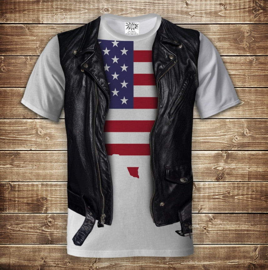 Camiseta 3D All Over Print Camiseta 2 en 1 + chaleco. Bandera americana Tallas adulto y niño