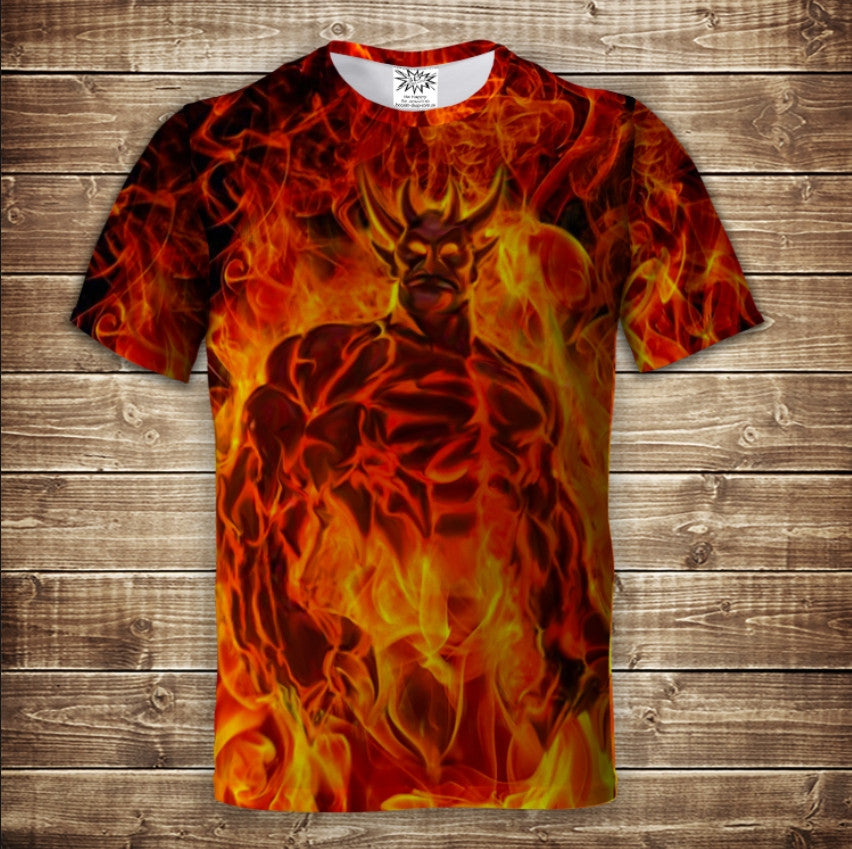 Camiseta 3D All Over Print Fiery Demon - Fuego Tallas Adulto y Niño