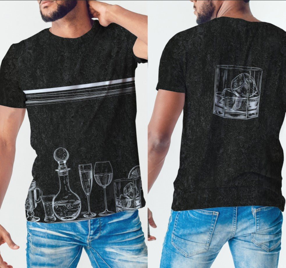 Camiseta con estampado integral en 3D con tema Bartender Grunge