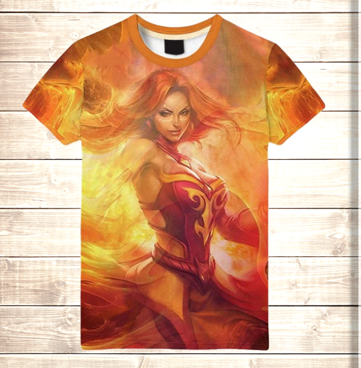 Футболка 3D All Over Print Dota 2 Lina in Fire