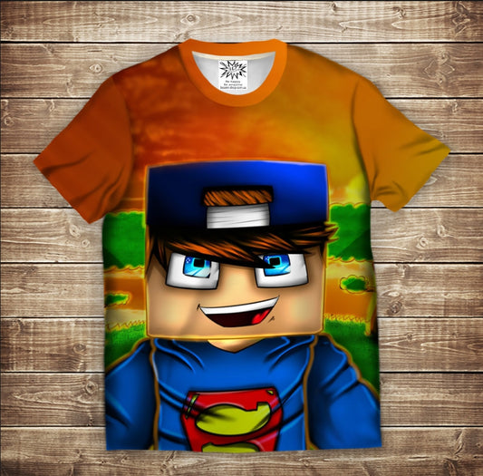 T-shirt 3D All Over Print Minecraft Steve Children's and Adult Sizes