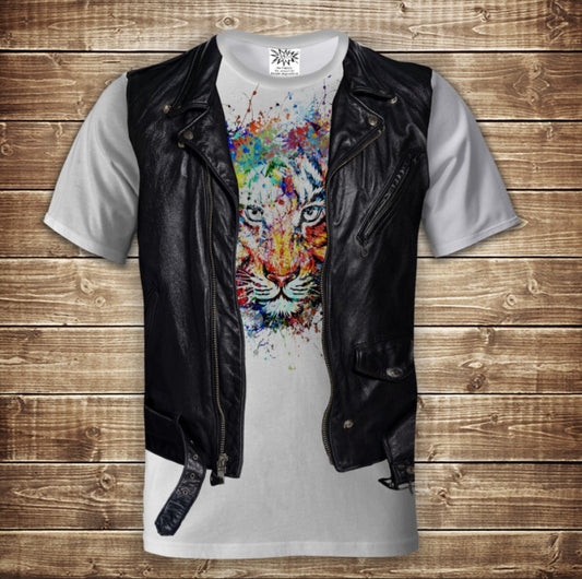 Camiseta 3D All Over Print Camiseta 2 en 1 + Chaleco Tigre de Colores Tallas Adulto y Niño