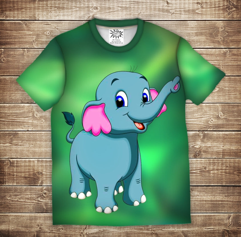 T-shirt 3D All Over Print: Elephant Menthol. Children and adult sizes.