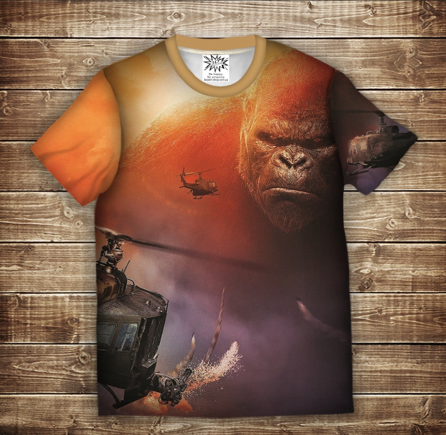 Camiseta 3D All Over Print con estampado sobre el tema de Kong. Isla del cráneo.