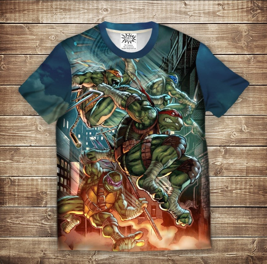 T-shirt 3D All Over Print Teenage Mutant Ninja Turtles in Battle