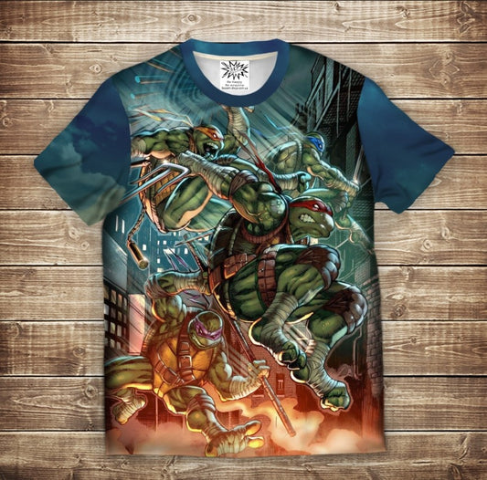 T-shirt 3D All Over Print Teenage Mutant Ninja Turtles in Battle