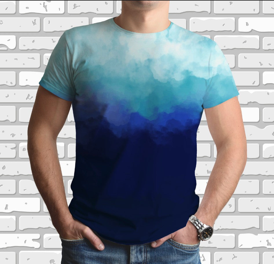 Camiseta con estampado integral en 3D y tema degradado de acuarela