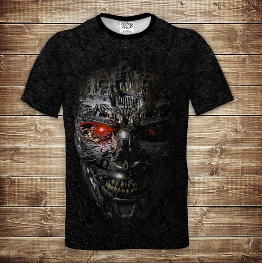 T-shirt 3D All Over Print Terminator Skull