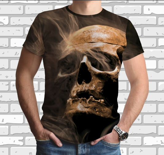 Camiseta con estampado 3D integral con tema de calavera.