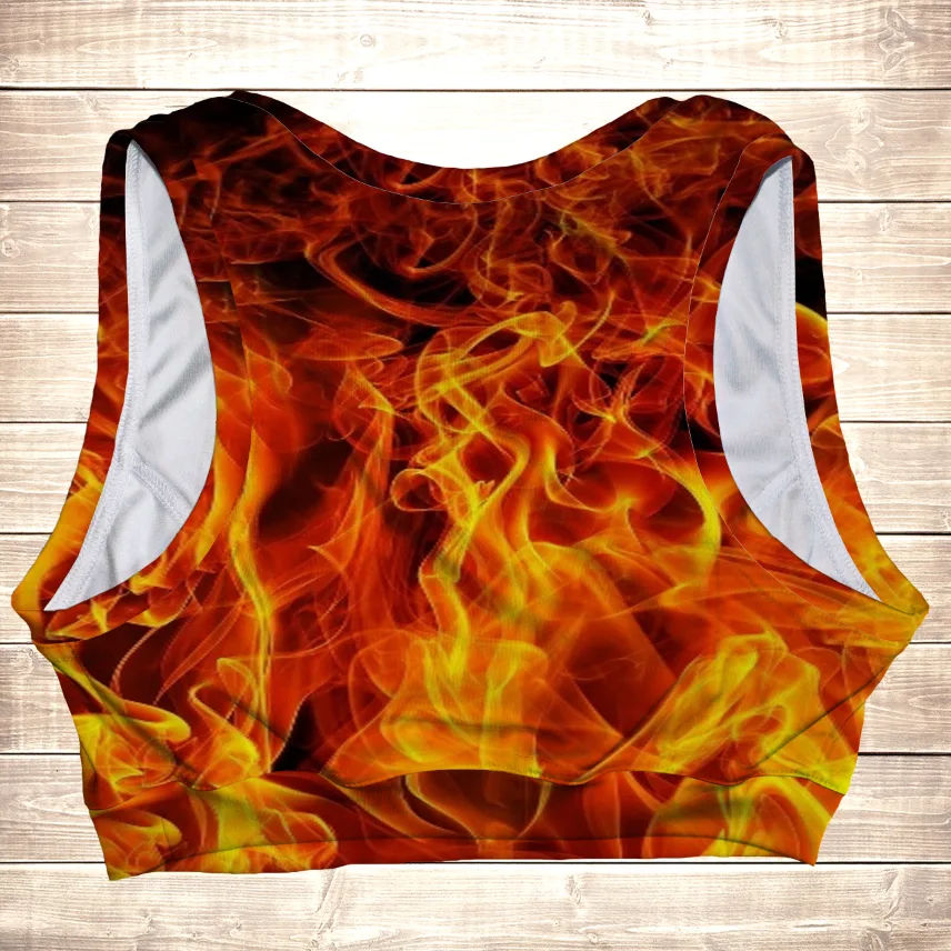 Топ спортивний з 3D принтом на тему Вогонь. Всі розміри