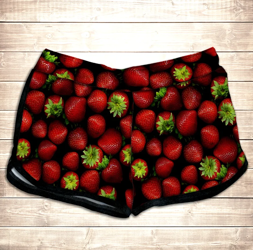 Шорти 3D принт жіночі-Полуниця