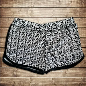 Шорти 3D принт жіночі-sculls white