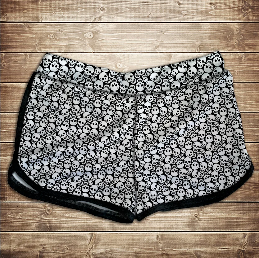 Шорти 3D принт жіночі-sculls white