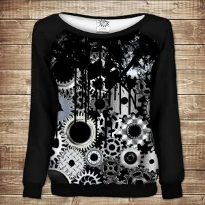 Жіночий світшот - реглан з відкритими плечима з 3D принтом Механіка