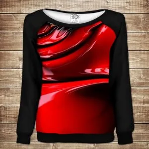 Жіночий світшот - реглан з відкритими плечима з 3D принтом-Red Paint